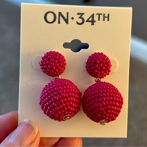 On 34th Pink Textured Sphere Earrings